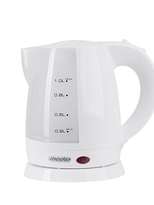Mesko | Kettle | MS 1276 | Standard | 1600 W | 1 L | Plastic | 360° rotational base | White  Hover