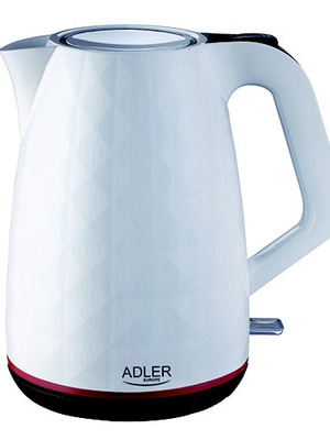 Tējkanna Adler | Kettle | AD 1277 | Standard | 2200 W | 1.7 L | Plastic | 360° rotational base | White  Hover