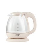 Tējkanna Adler | Kettle | AD 1283C | Electric | 900 W | 1 L | Glass/Stainless steel | 360° rotational base | Cream Hover