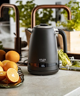 Tējkanna Adler | Kettle | AD 1295b | Electric | 2200 W | 1.7 L | Stainless steel | 360° rotational base | Black  Hover