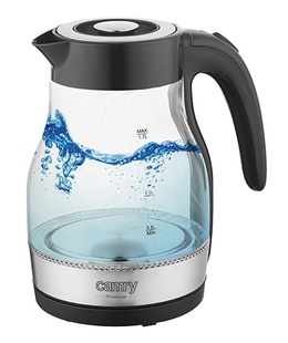 Tējkanna Camry | Kettle | CR 1300 | Electric | 2200 W | 1.7 L | Glass | 360° rotational base | Black  Hover