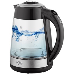 Tējkanna Adler | Kettle | AD 1285 | Electric | 2200 W | 1.7 L | Glass/Stainless steel | 360° rotational base | Grey
