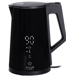 Tējkanna Adler | Kettle | AD 1345b | Electric | 2200 W | 1.7 L | Stainless steel | 360° rotational base | Black  Hover