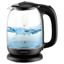 Tējkanna Mesko | Kettle | MS 1302b | Electric | 2200 W | 1.7 L | Glass | 360° rotational base | Black