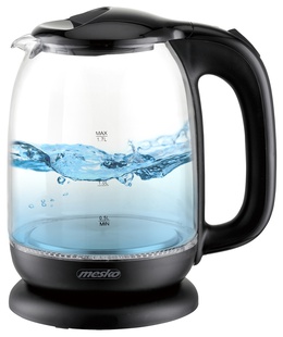 Tējkanna Mesko | Kettle | MS 1302b | Electric | 2200 W | 1.7 L | Glass | 360° rotational base | Black  Hover