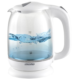 Tējkanna Mesko | Kettle | MS 1302w | Electric | 2200 W | 1.7 L | Glass | 360° rotational base | White