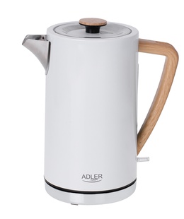 Tējkanna Adler | Kettle | AD 1347w | Electric | 2200 W | 1.5 L | Stainless steel | 360° rotational base | White  Hover