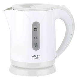 Tējkanna Adler | Kettle | AD 1371w | Electric | 850 W | 0.8 L | Stainless steel/Polypropylene | 360° rotational base | White