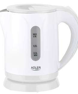 Tējkanna Adler | Kettle | AD 1371w | Electric | 850 W | 0.8 L | Stainless steel/Polypropylene | 360° rotational base | White  Hover