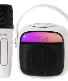  Adler Karaoke Speaker With Microphone | AD 1199W | Bluetooth | White | Portable | Wireless connection  Hover