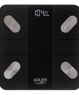 Svari Adler Smart Bathroom Scale | AD 8186b | Maximum weight (capacity) 180 kg | Accuracy 100 g | Body Mass Index (BMI) measuring | Black  Hover