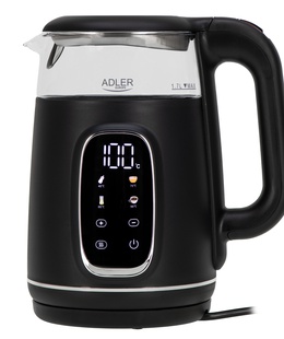 Adler Kettle with LED Display | AD 1305 | Electric | 2200 W | 1.7 L | Plastic | 360° rotational base | Black/Silver  Hover