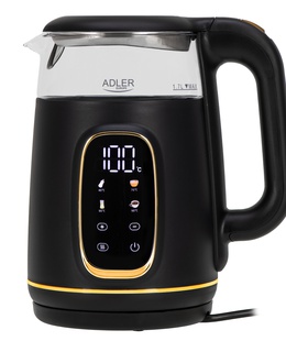 Adler Kettle with LED Display | AD 1305 | Electric | 2200 W | 1.7 L | Plastic | 360° rotational base | Black/Gold  Hover