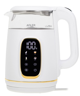 Adler Kettle with LED Display | AD 1305 | Electric | 2200 W | 1.7 L | Plastic | 360° rotational base | White/Gold  Hover