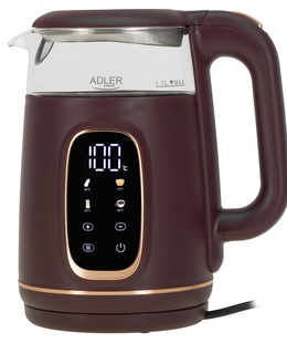 Adler Kettle with LED Display | AD 1305 | Electric | 2200 W | 1.7 L | Plastic | 360° rotational base | Burgundy  Hover