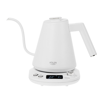Tējkanna Adler | Kettle | AD 1349w | Electric | 1100 W | 1 L | Stainless Steel | 360° rotational base | White