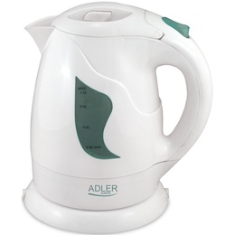 Tējkanna Adler | Kettle | AD 08 | Standard | 850 W | 1 L | Plastic | 360° rotational base | White
