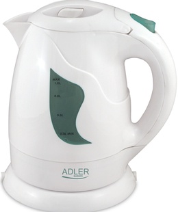 Tējkanna Adler | Kettle | AD 08 | Standard | 850 W | 1 L | Plastic | 360° rotational base | White  Hover