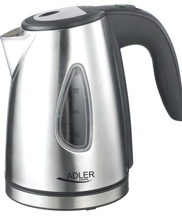 Tējkanna Adler | Kettle | AD 1203 | Standard | 1630 W | 1 L | Stainless steel | 360° rotational base | Stainless steel  Hover