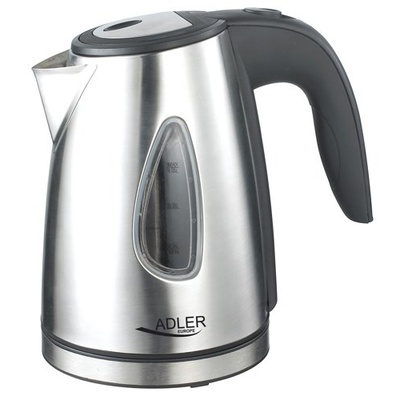 Tējkanna Adler | Kettle | AD 1203 | Standard | 1630 W | 1 L | Stainless steel | 360° rotational base | Stainless steel