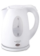 Tējkanna Adler | Kettle | AD 1207 | Standard | 2000 W | 1.5 L | Plastic | 360° rotational base | White