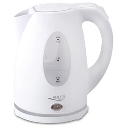Tējkanna Adler | Kettle | AD 1207 | Standard | 2000 W | 1.5 L | Plastic | 360° rotational base | White