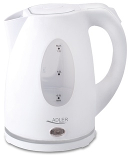 Tējkanna Adler | Kettle | AD 1207 | Standard | 2000 W | 1.5 L | Plastic | 360° rotational base | White  Hover