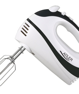 Mikseris Adler | Mixer | AD 4205 b | Hand Mixer | 300 W | Number of speeds 5 | Turbo mode | White/Black  Hover