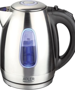 Tējkanna Adler | Kettle | AD 1223 | Standard | 2200 W | 1.7 L | Stainless steel | 360° rotational base | Stainless steel  Hover