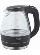Tējkanna Kettle | Adler | Kettle | AD 1224 | Standard | 2000 W | 1.5 L | Glass | 360° rotational base | Black