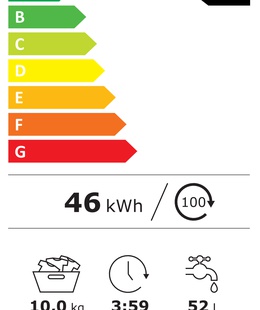 Veļas mazgājamā  mašīna TCL Washing machine | FF1024WA2 | Energy efficiency class A-10% | Front loading | Washing capacity 10 kg | 1400 RPM | Depth 61 cm | Width 59.5 cm | Display | LED | Steam function | White  Hover