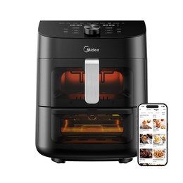  Midea Two Zone Airfryer | MAD1100DADK | Power 1850 W | Capacity 4.4/6.4 L | Rapid Air technology | Black