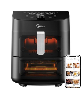  Midea Two Zone Airfryer | MAD1100DADK | Power 1850 W | Capacity 4.4/6.4 L | Rapid Air technology | Black  Hover