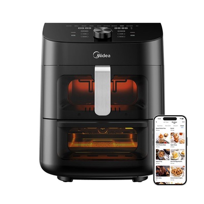  Midea Two Zone Airfryer | MAD1100DADK | Power 1850 W | Capacity 4.4/6.4 L | Rapid Air technology | Black