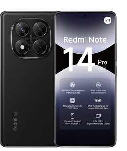Telefons Xiaomi Redmi | Note 14 Pro | Midnight Black | 6.67  | AMOLED | 1220 x 2712 pixels | Mediatek | Internal RAM 8 GB | 256 GB | Dual SIM | 5G | Main camera resolution 50+8+2 MP | Secondary camera resolution 20 MP | Android | 14  Hover