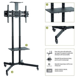 Sunne | Floor stand | S112 multifunctional Mobile TV cart | Tilt | 37-70  | Black