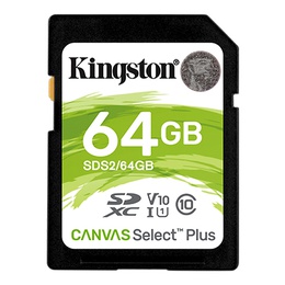  Kingston | Canvas Select Plus | UHS-I | 64 GB | SDXC | Flash memory class 10