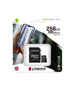  Kingston | Canvas Select Plus | UHS-I | 256 GB | MicroSDXC | Flash memory class 10 | SD Adapter  Hover