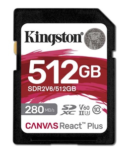 Kingston SDXC II V60 React Plus | SDR2V6/512GB | 512 GB | SDXC | Flash memory class Class 10  Hover