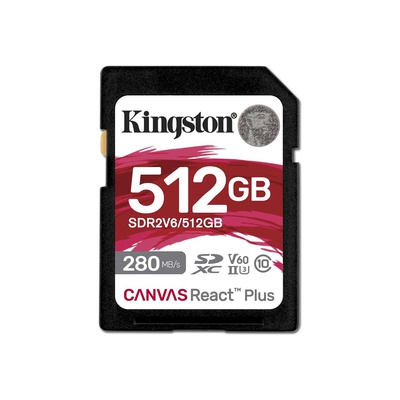 Kingston SDXC II V60 React Plus | SDR2V6/512GB | 512 GB | SDXC | Flash memory class Class 10