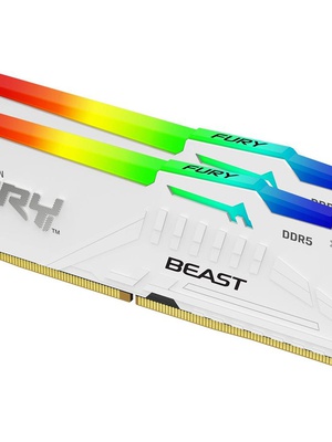  Kingston KF568C34BWEAK2-32 32GB 6800MT/s DDR5 CL34 DIMM (Kit of 2) FURY Beast White RGB EXPO | Kingston  Hover