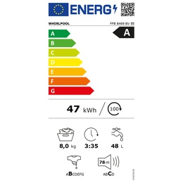 Veļas mazgājamā  mašīna Whirlpool Washing Machine | FFB 8469 BV EE | Energy efficiency class A | Front loading | Washing capacity 8 kg | 1400 RPM | Depth 63 cm | Width 59.5 cm | Display | LED | Steam function | White