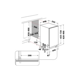 Trauku mazgājamā mašīna Whirlpool Dishwasher | WH6IC11BS7LA0 | Built-in | Width 45.0 cm | Number of place settings 9 | Number of programs N/A | Energy efficiency class C | Display | Black