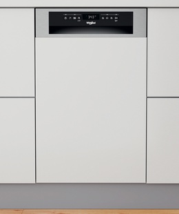 Trauku mazgājamā mašīna Whirlpool Dishwasher | WSBO 3O34 PF X | Built-in | Width 45 cm | Number of place settings 10 | Number of programs 8 | Energy efficiency class D | Display | Stainless steel  Hover