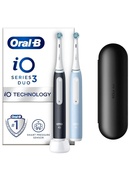 Birste Oral-B | Electric Toothbrush Duo Pack | iO3 Series | Rechargeable | For adults | Number of brush heads included 2 | Number of teeth brushing modes 3 | Matt Black/Ice Blue Hover