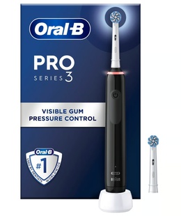 Birste Oral-B | Electric Toothbrush | Pro 3 Sensitive Clean & Care | Rechargeable | For adults | Number of brush heads included 2 | Number of teeth brushing modes 3 | Black  Hover