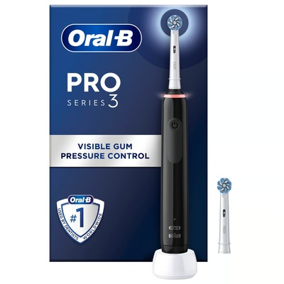 Birste Oral-B | Electric Toothbrush | Pro 3 Sensitive Clean & Care | Rechargeable | For adults | Number of brush heads included 2 | Number of teeth brushing modes 3 | Black