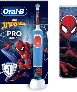 Birste Oral-B | Electric Toothbrush with Travel Case | Vitality PRO Kids Spiderman | Rechargeable | For children | Number of brush heads included 1 | Number of teeth brushing modes 2 | Blue  Hover