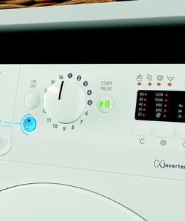 Veļas mazgājamā  mašīna INDESIT | Washing machine | BWSA 61294 W EU N | Energy efficiency class C | Front loading | Washing capacity 6 kg | 1151 RPM | Depth 42.5 cm | Width 59.5 cm | Display | Big Digit | White  Hover