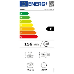 Veļas mazgājamā  mašīna INDESIT Dryer Machine | C YD 92D WB EE | Energy efficiency class E | Front loading | 9 kg | Digital | Depth 60.7 cm | White